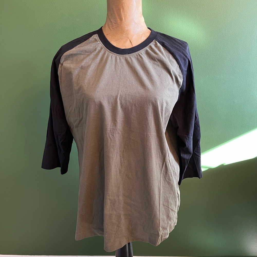 Fair Trade Organic Cotton Men's Black and Tan Raglan Shirt